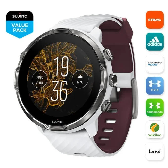 Suunto 7 White Burgundy – Smartwatch mit vielseitiger Sportfunktionalität Suunto 7 White Burgundy – Smartwatch mit vielseitiger Sportfunktionalität