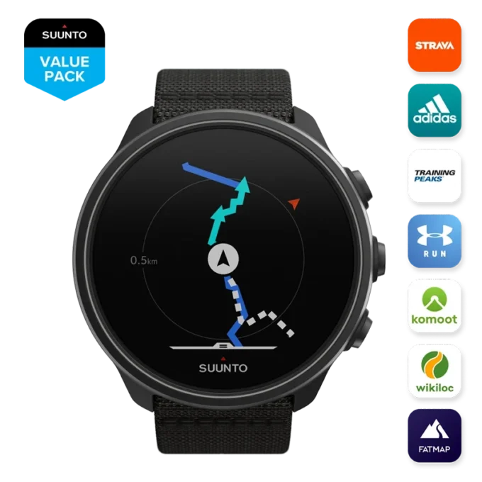 Suunto 9 Baro Charcoal Black Titan – robuste GPS-Uhr