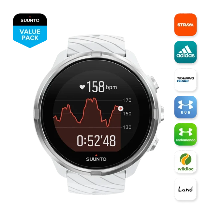 Suunto 9 weiß – GPS-Sportuhr mit langer Akkulaufzeit