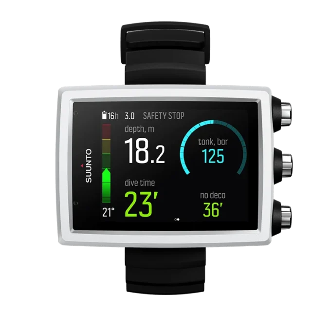 Suunto EON Core weißer Tauchcomputer mit Farbdisplay und großen Ziffern