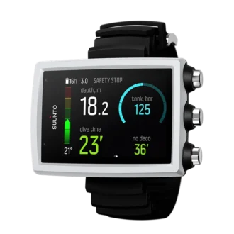 Suunto EON Core weißer Tauchcomputer mit Farbdisplay und großen Ziffern