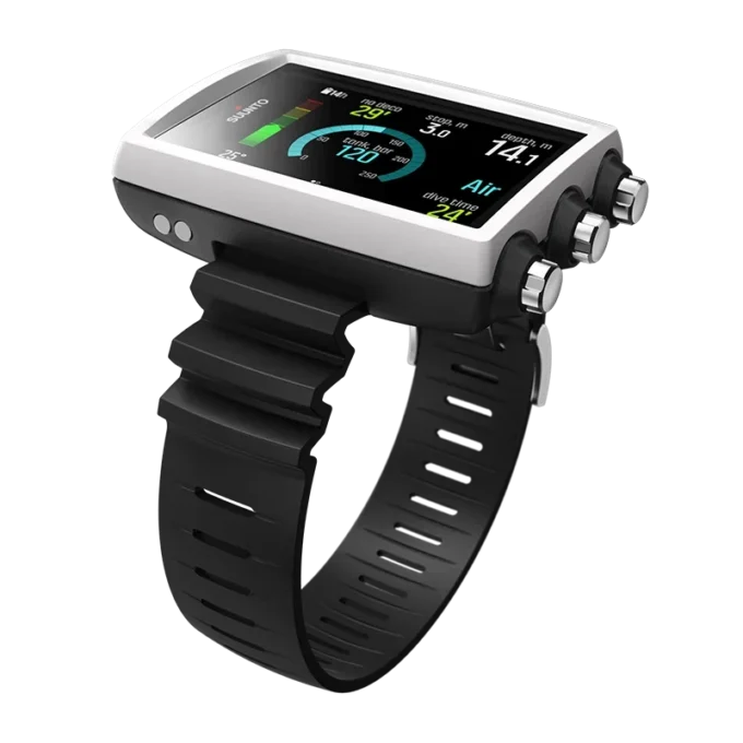 Suunto EON Core weißer Tauchcomputer mit Farbdisplay und großen Ziffern