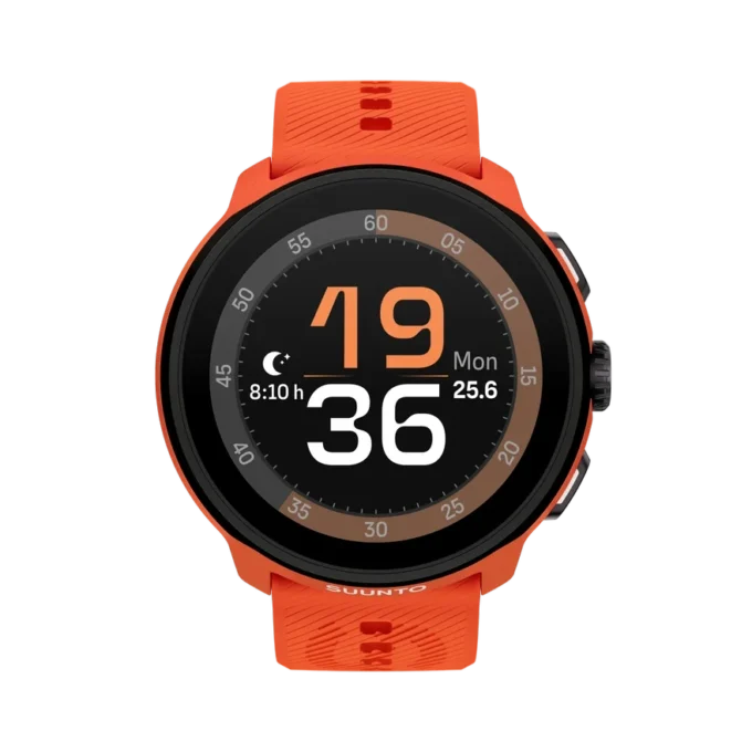 Suunto Run in Korallenorange mit Silikonarmband