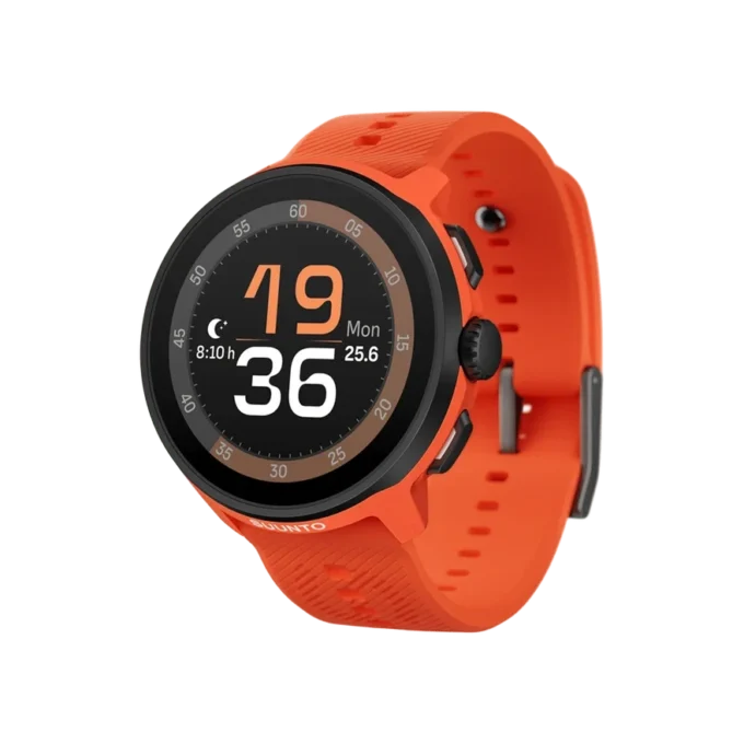 Suunto Run in Korallenorange mit Silikonarmband