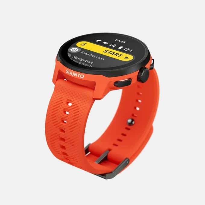 Suunto Run in Korallenorange mit Silikonarmband