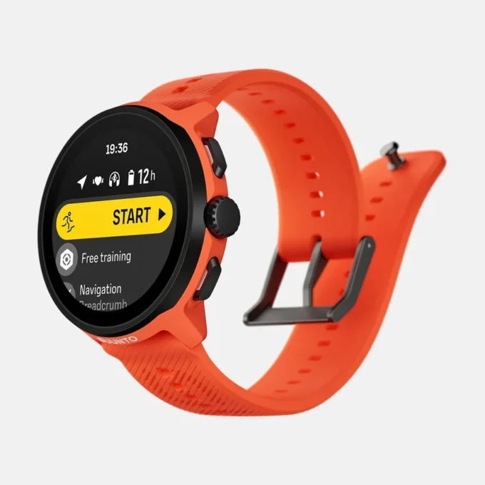 Suunto Run in Korallenorange mit Silikonarmband