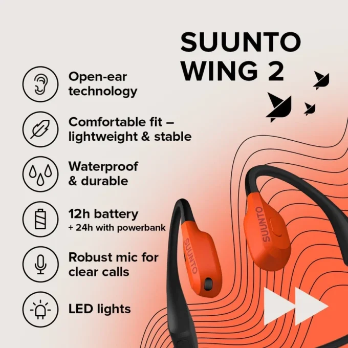 Suunto Wing 2 Coral Orange – Premium-Knochenleitungskopfhörer