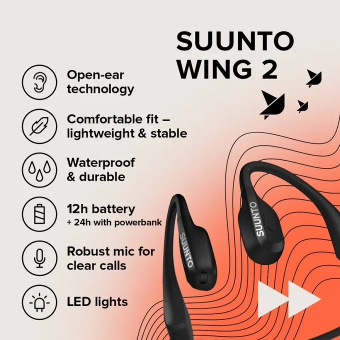 Suunto Wing 2 schwarz – Premium-Knochenleitungs-Kopfhörer
